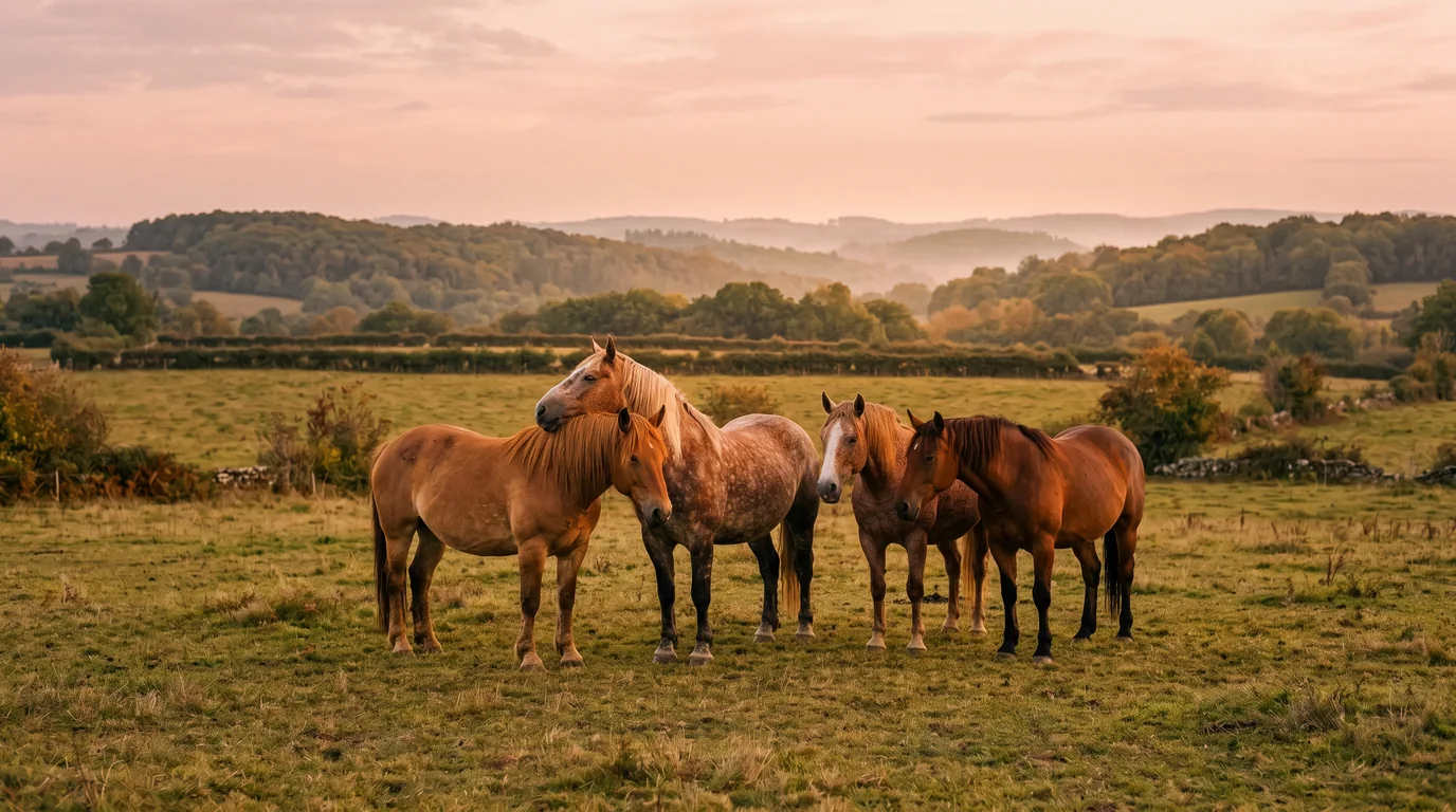 Les chevaux du Élevage de la Jourdanie en liberté, Haute-Vienne